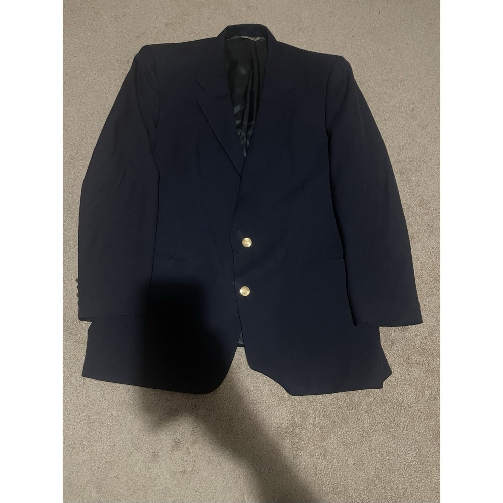 Christian Dior Blazer Mens 42L Blue Wool Gold Button Sport Coat Jacket Classic